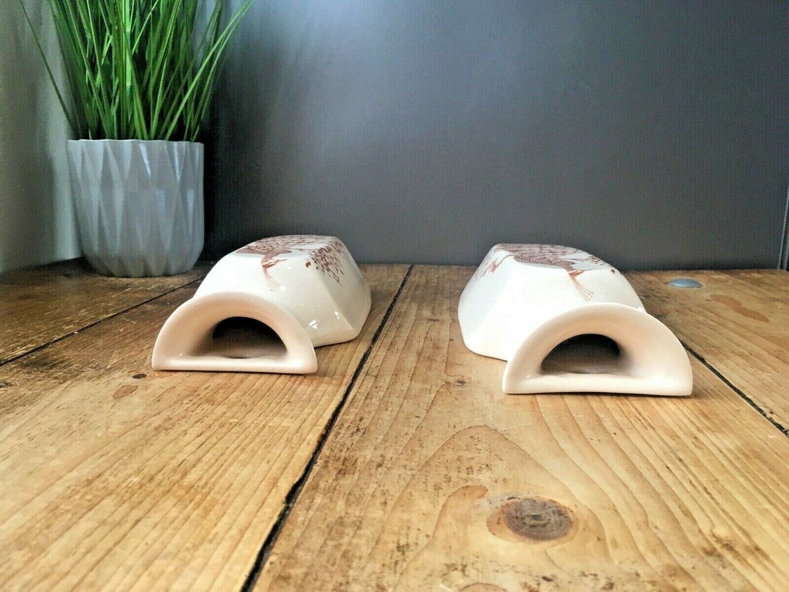 Pair Of Kingston Pottery Peacock Wall Plaque Pocket Vase Urns Aesthetic Movement photo buy