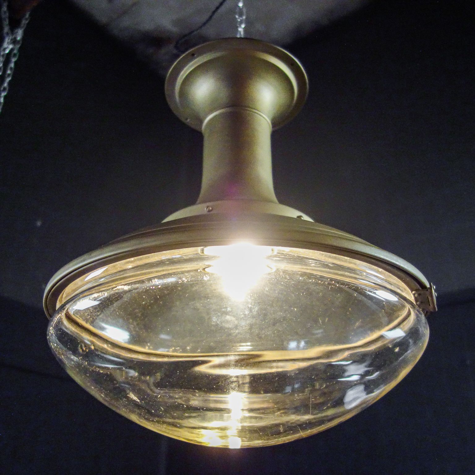 Antique Lamp – Globe Glass Shade & Gold Coloured Fixture – 1920s photo for sale