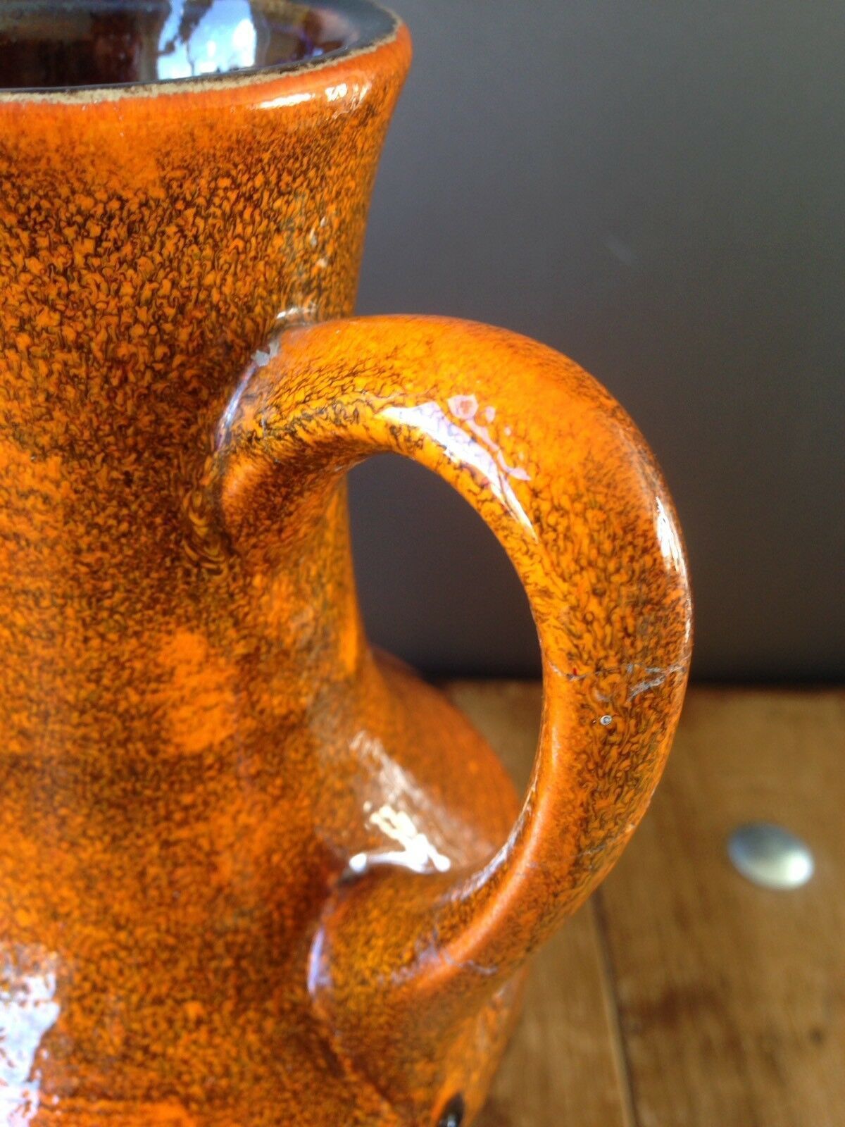 Super Retro Ilkra Jl Knodgen Mcm Jug / Vase West German Pottery 2029/25 Orange photo Home Decor