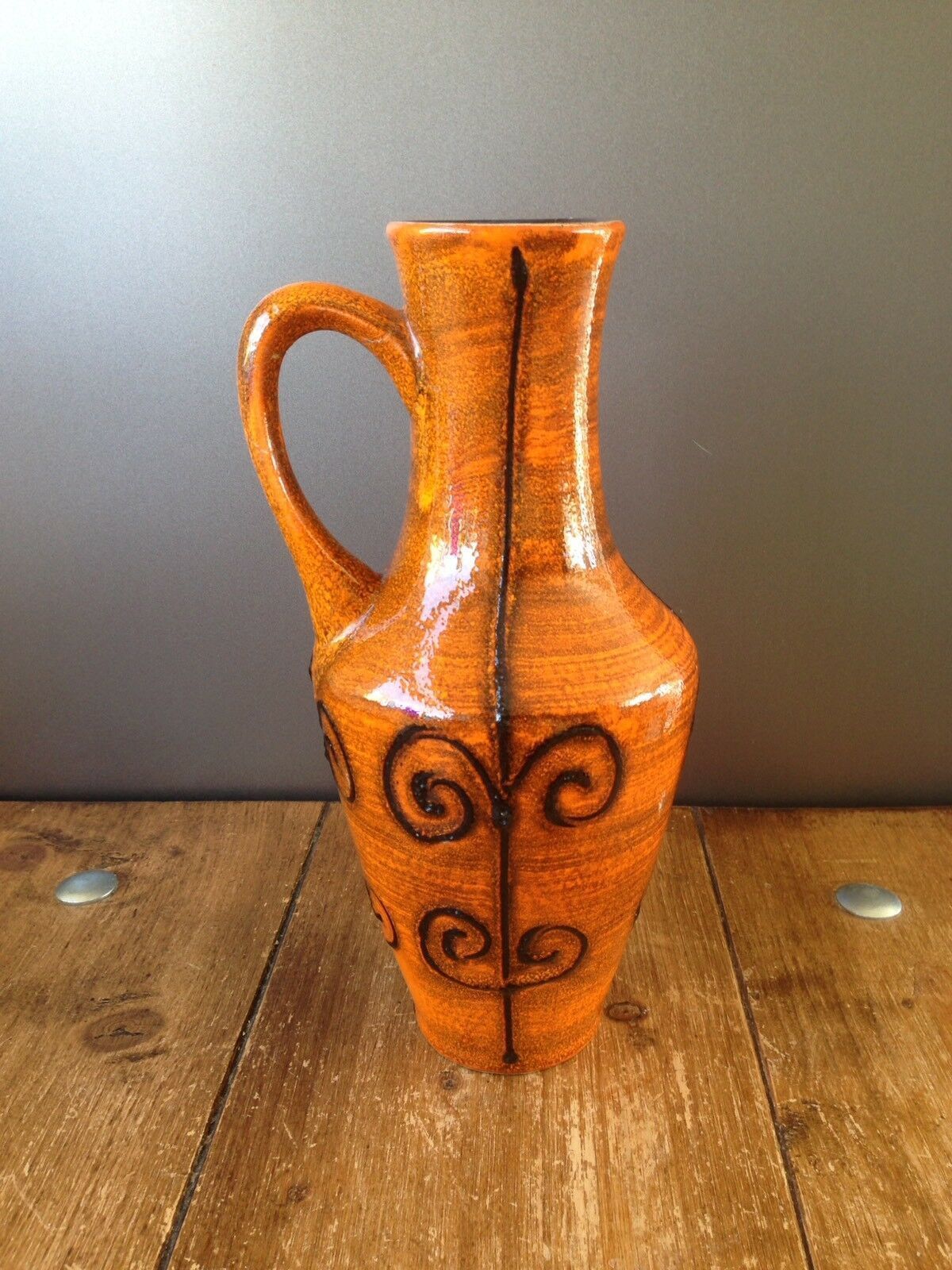 Super Retro Ilkra Jl Knodgen Mcm Jug / Vase West German Pottery 2029/25 Orange photo 50.0