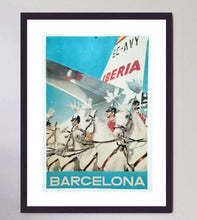 Beautiful Poster From 1955 Promoting Iberia Airlines Routes To Barcelona