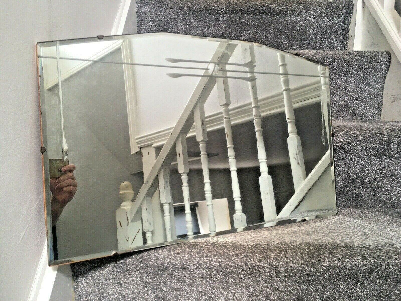 Quality Art Deco Nouveau Secessionist Circle Design Bevelled Edge Wall Mirror photo vintage