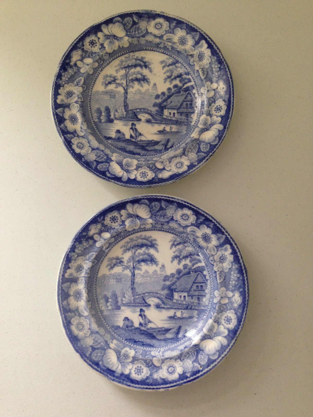 Rare Pair Of Small C1834 59 Podmore Walker & Co Pre Wedgwood Wild Rose Plates Pw photo furniture