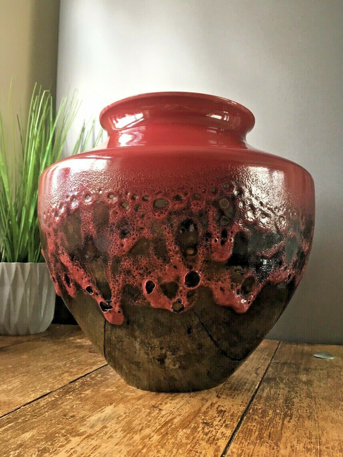 Large Royale Stratford Alchemy Reflective Art Fat Lava Planter Vase Jardiniere
