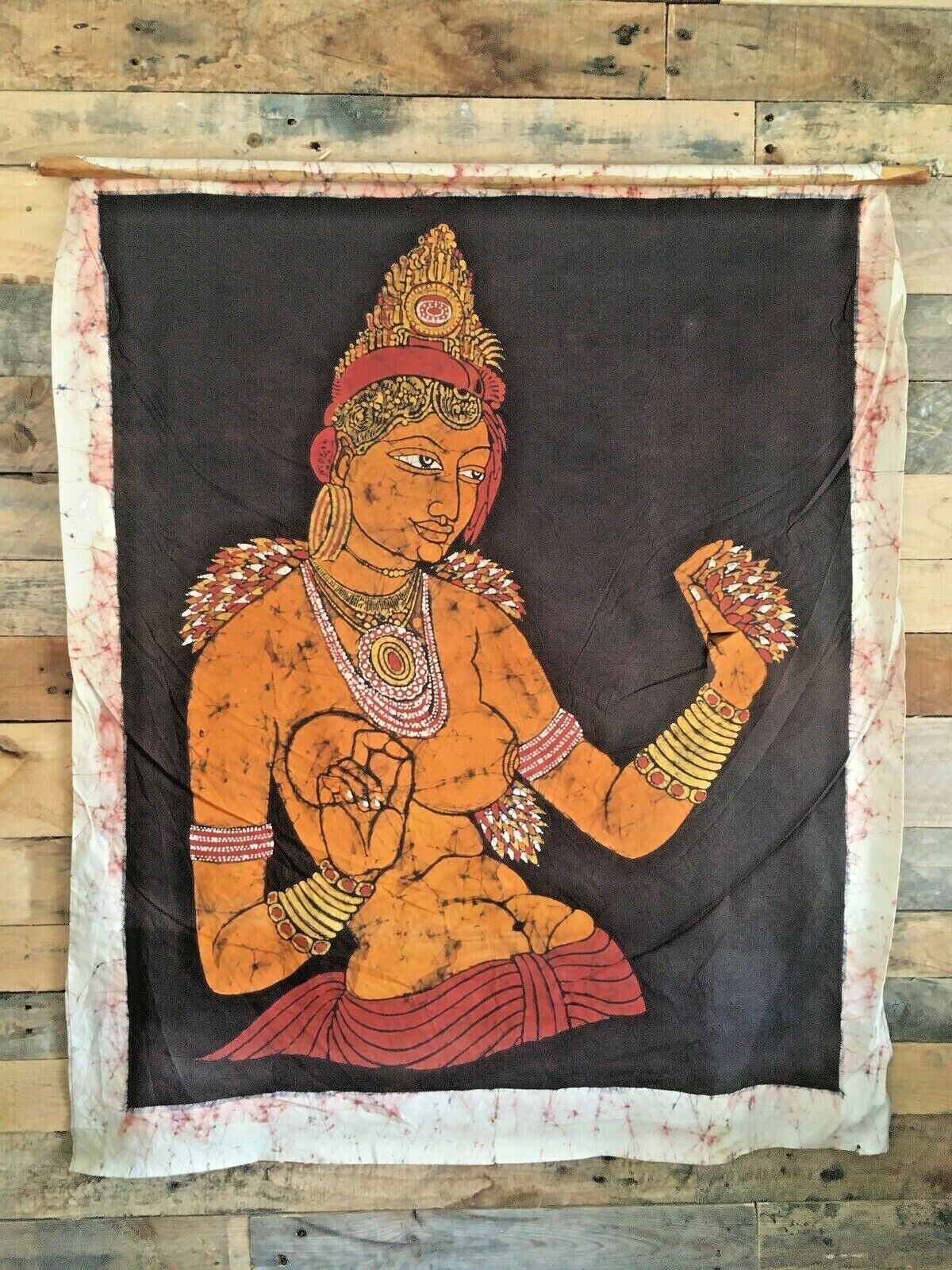 Art Vintage Decorative Silk Textile Female Buddha Siddhartha Wall Art Hanging Poster photo