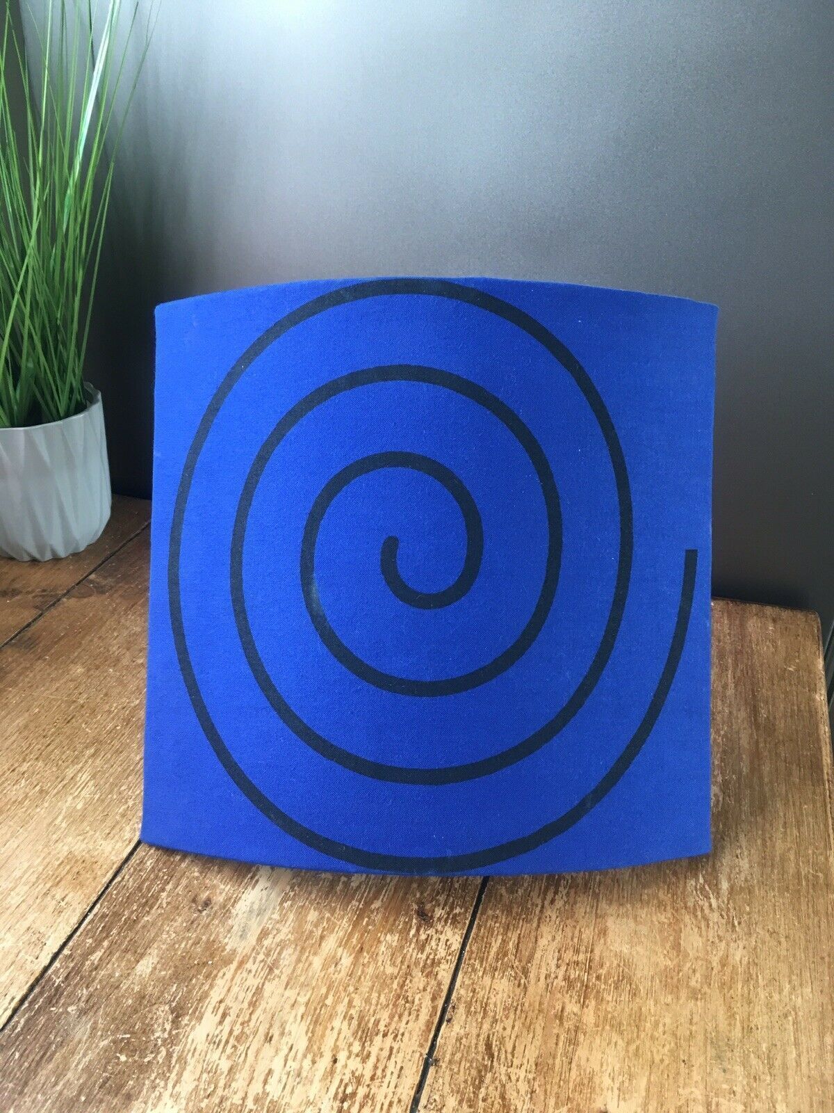 Super Retro Hypnotic 1960s 70's Fabric Uplighter Shades Blue Green Beige Spirals photo vinterior