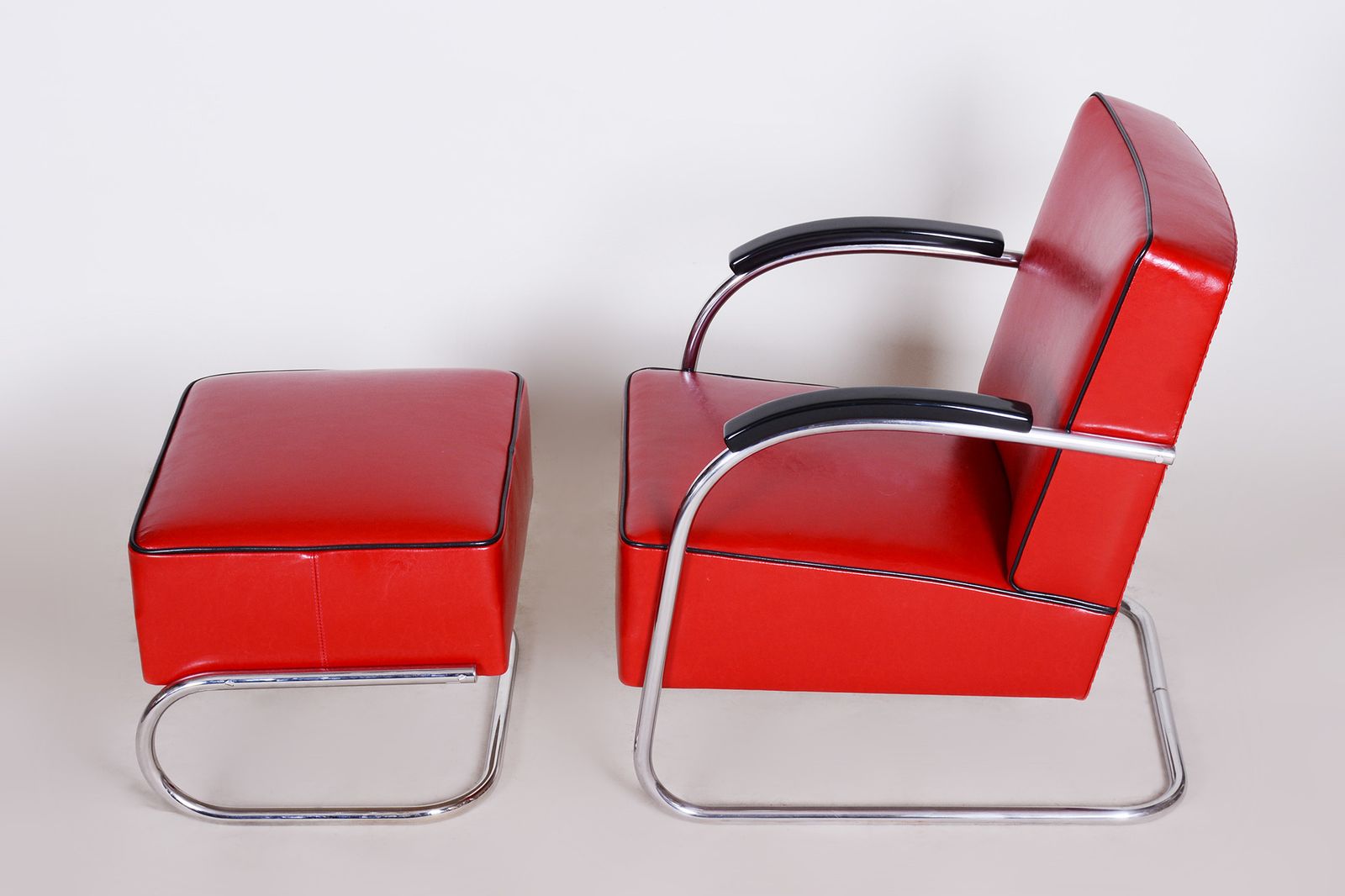 Furniture Red Mucke Melder Armchair Set  1930s Czechia photo