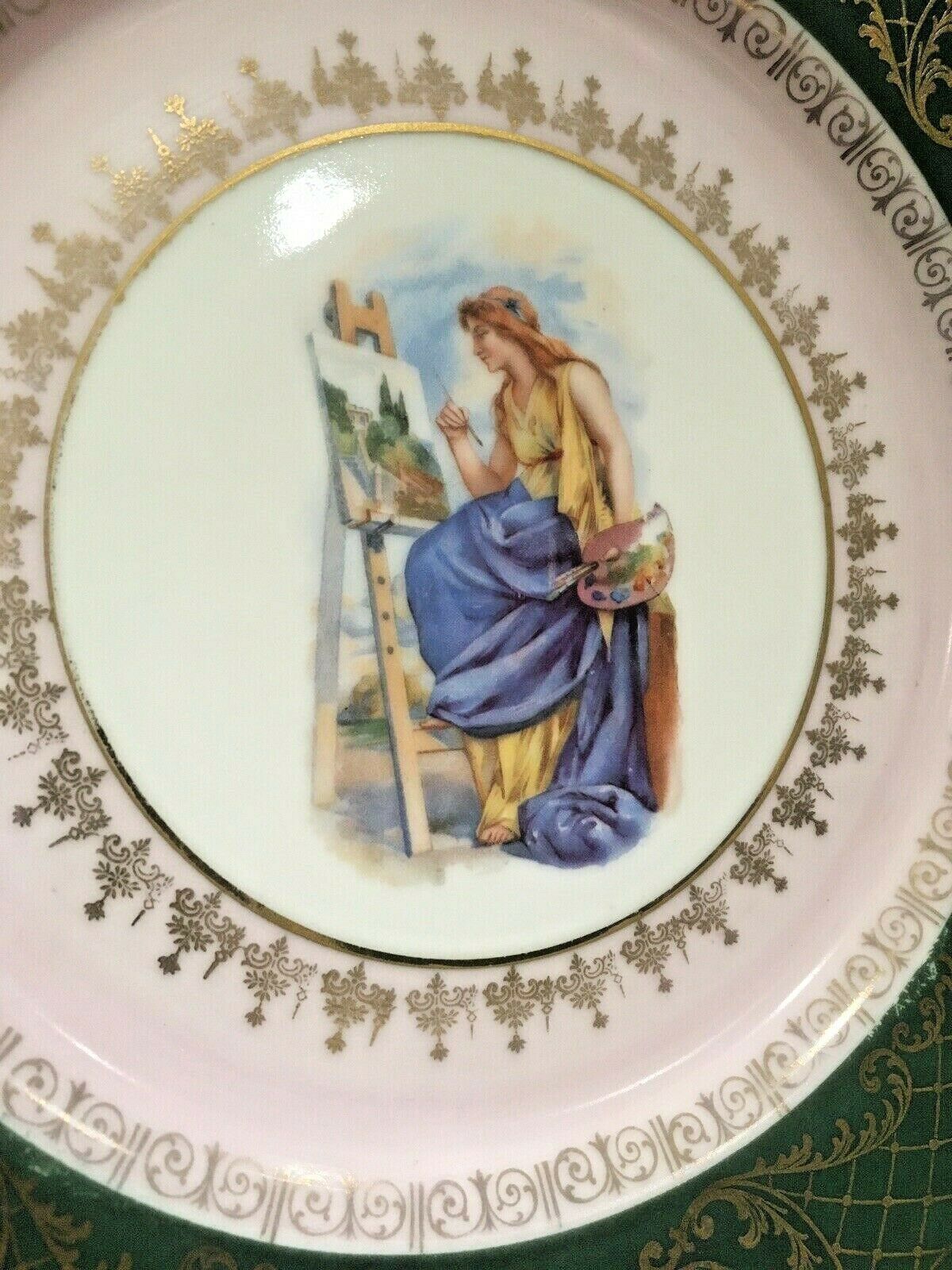 photo furniture Pair Of 2 Antique Royal Vienna Porcelain Cabinet Plates Artists At Work Limoges