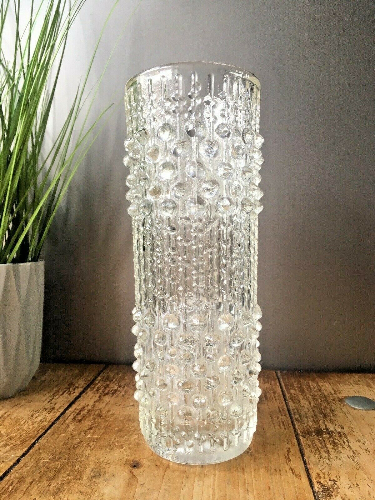 9" Mid Century 70's Czech Sklo Union Candle Wax Glass Vase Hermanova Hut Peceny photo vinterior