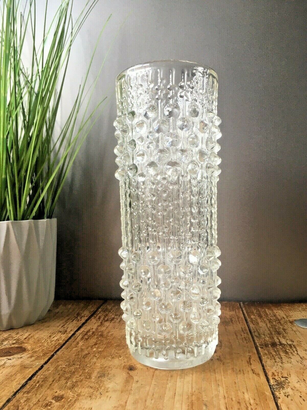 9" Mid Century 70's Czech Sklo Union Candle Wax Glass Vase Hermanova Hut Peceny photo buy