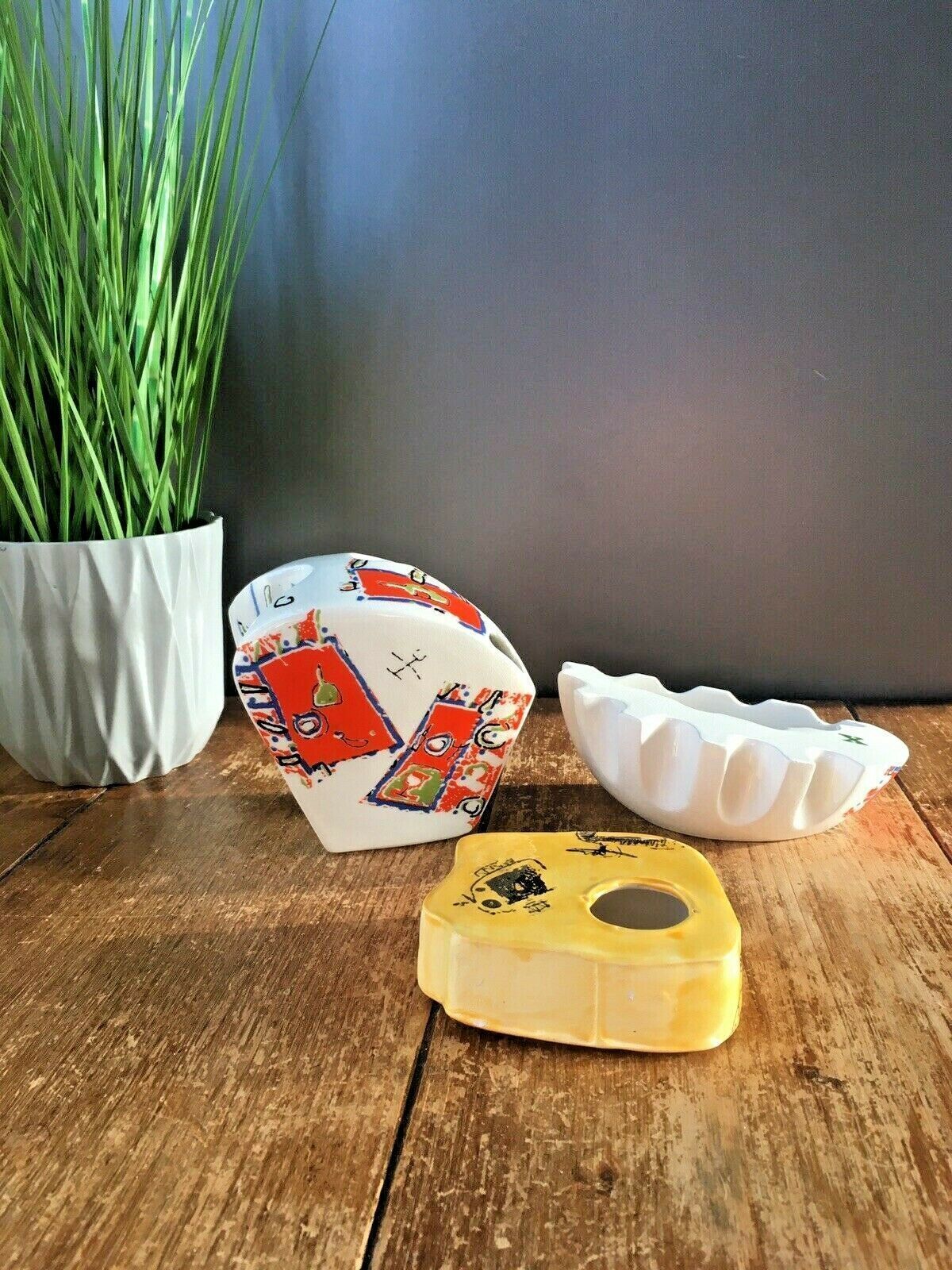 3 Unusual Mid Century Modern Pottery Vases Unknown Maker 60's 70s Italian Conran photo Home Decor