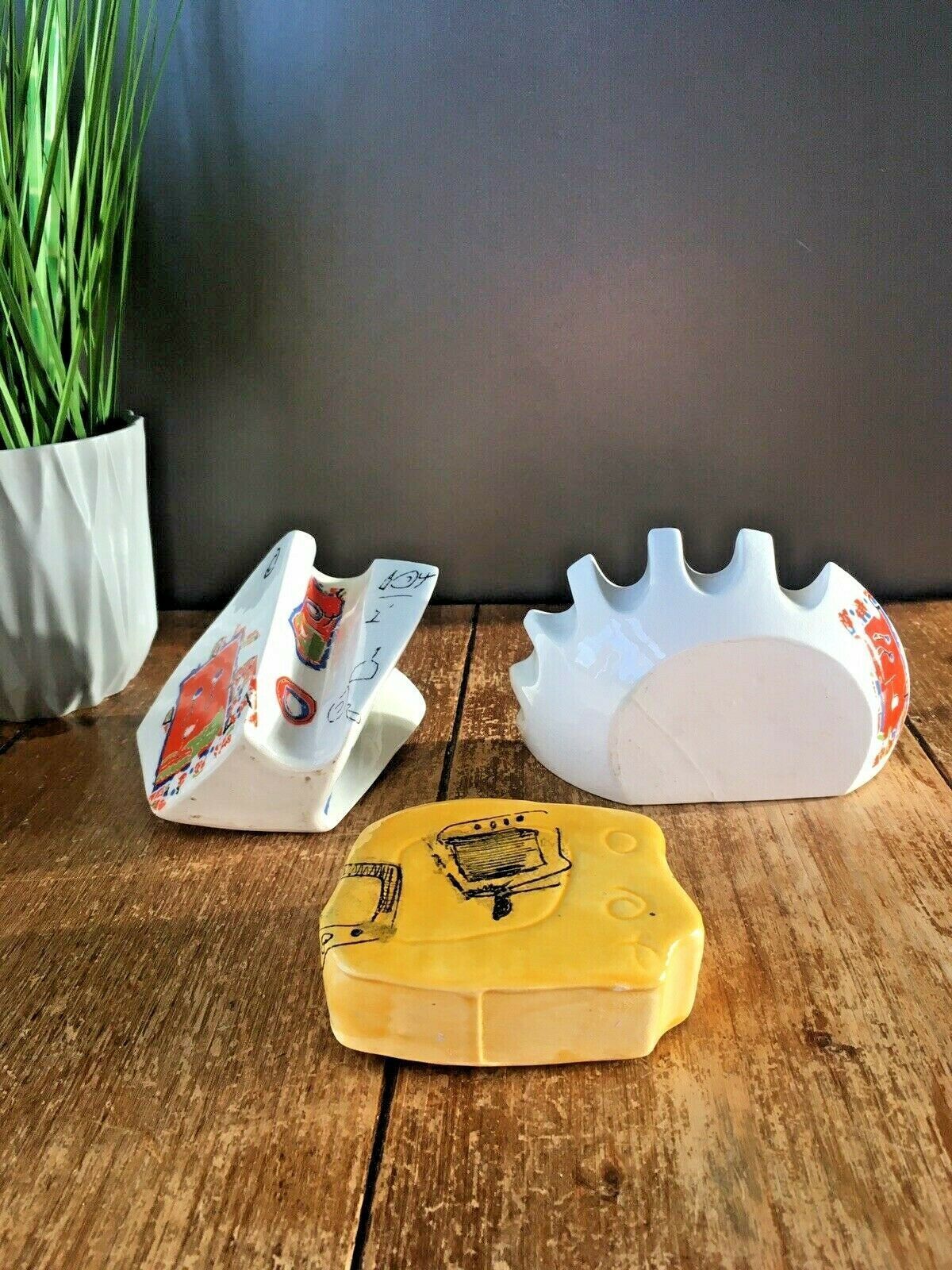 photo furniture 3 Unusual Mid Century Modern Pottery Vases Unknown Maker 60's 70s Italian Conran