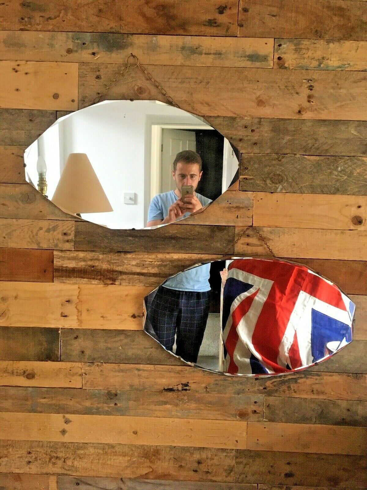 2 Gorgeous 1930's Art Deco Period Mirrors Multi Faceted Edge Near Pair 1920's photo Home Decor