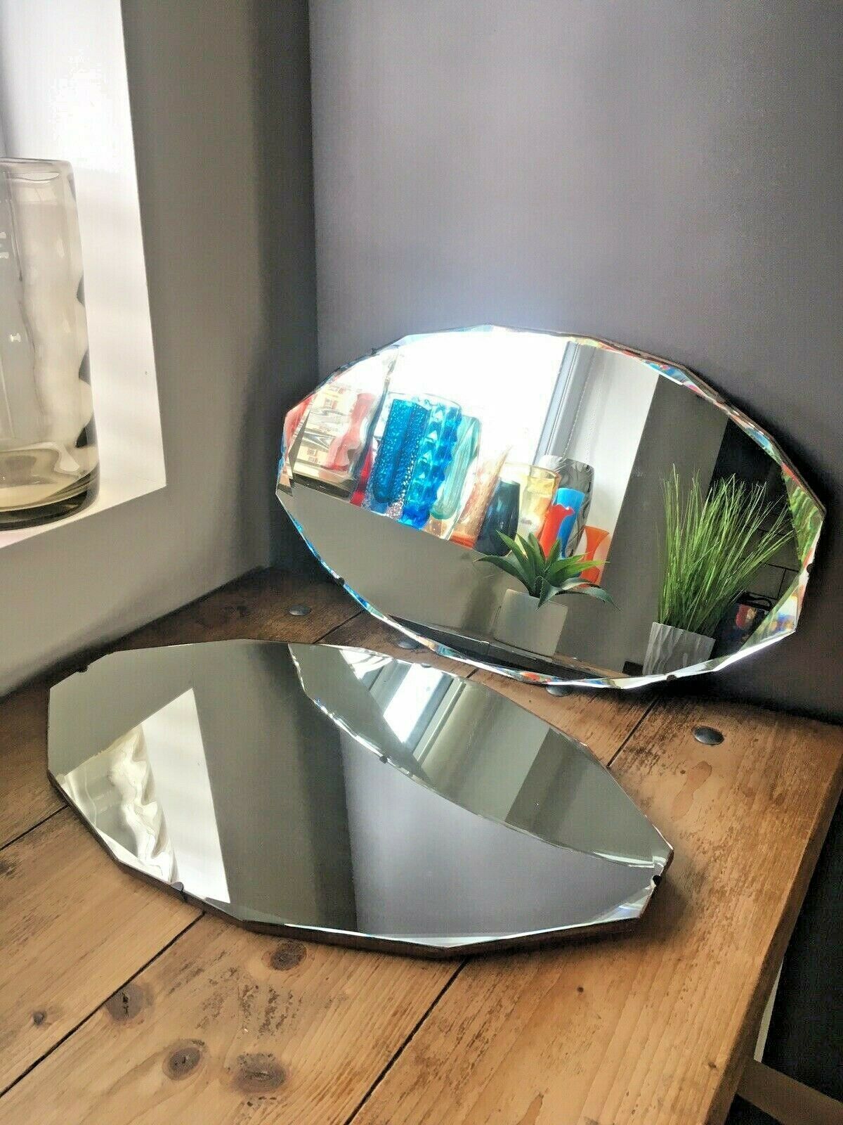 2 Gorgeous 1930's Art Deco Period Mirrors Multi Faceted Edge Near Pair 1920's photo 220.0