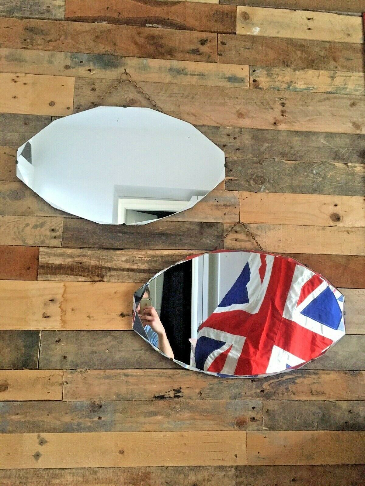 Home Decor 2 Gorgeous 1930's Art Deco Period Mirrors Multi Faceted Edge Near Pair 1920's photo