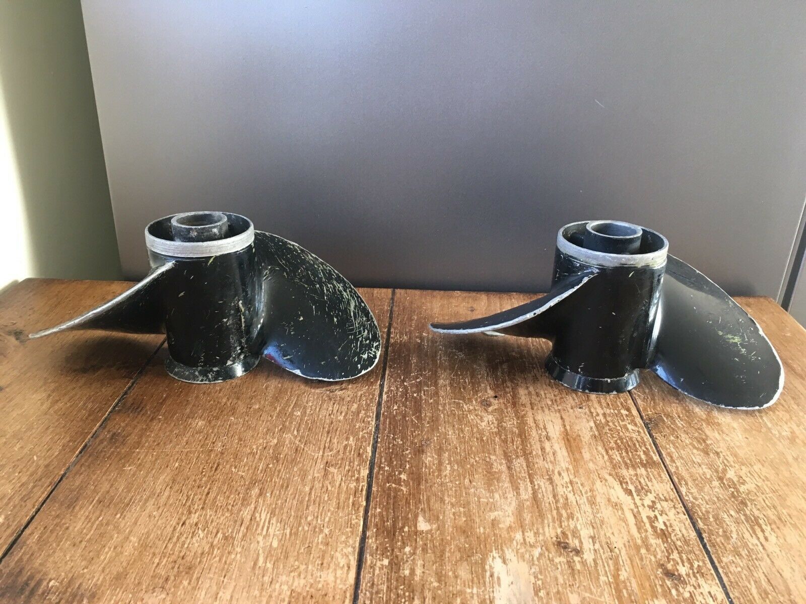 photo furniture 2 Vintage 60's Mercury Aluminium Propellers Candle Holders Lamp Light Upcycle