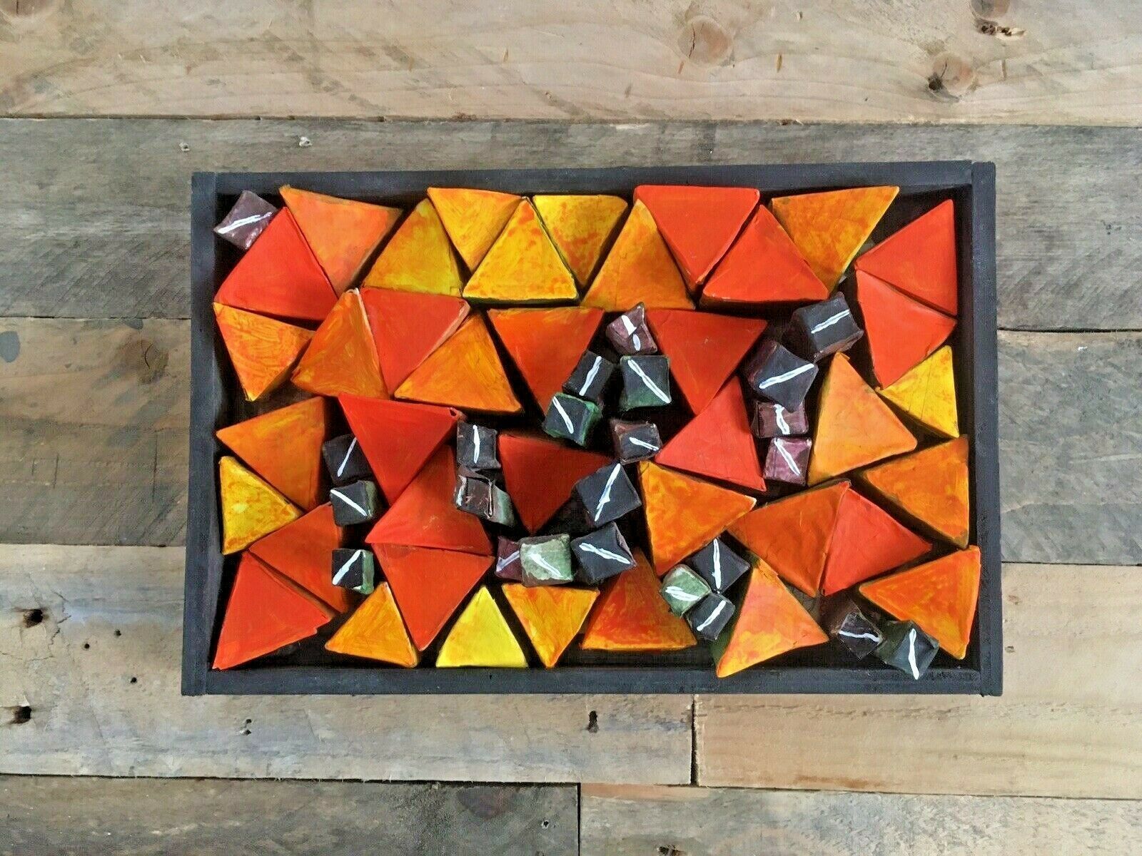 Small 3d Painting Wall Art Geometric Shapes Abstract Mcm Mid Century 60's Style