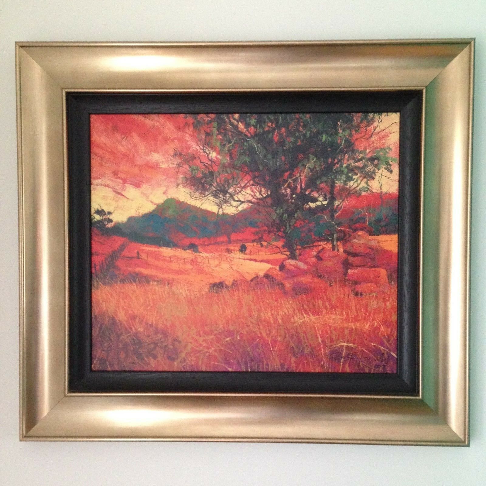 Rolf Harris Signed Limited Edition Framed Print 120 Of 195 Rocky Outcrop Sunset