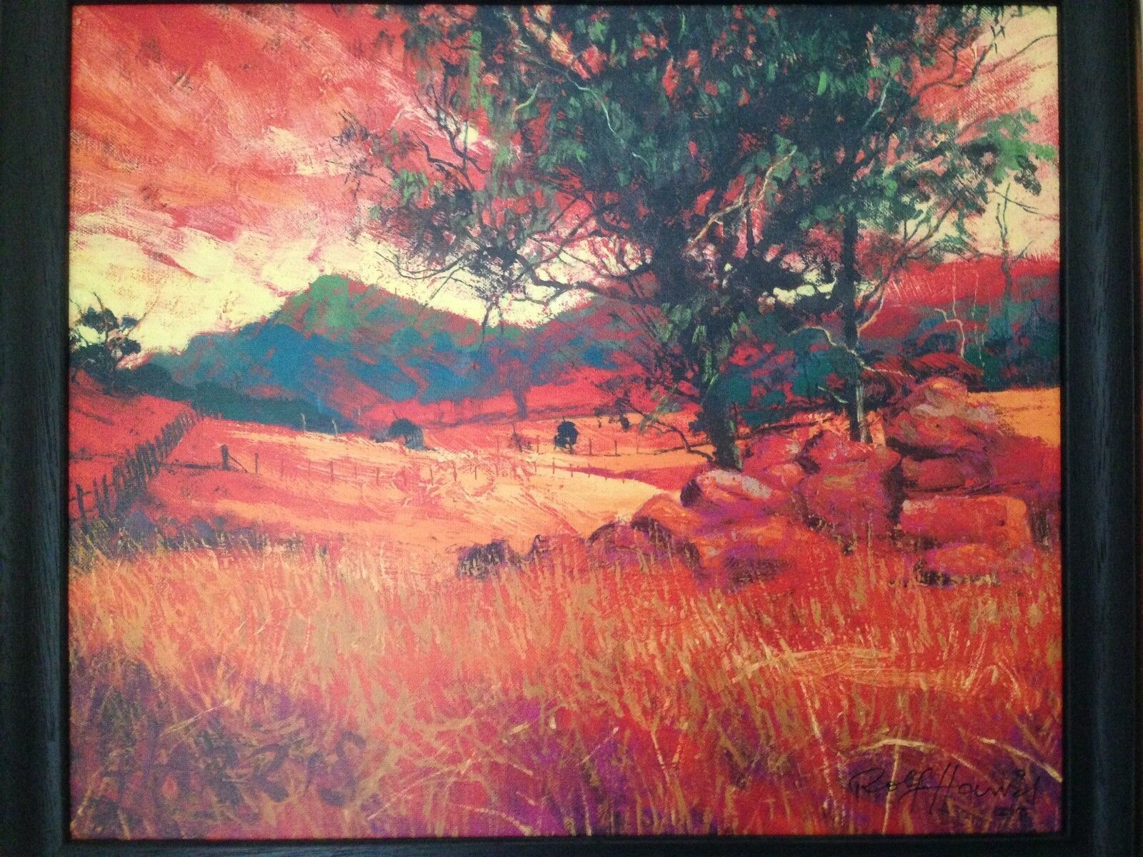 Rolf Harris Signed Limited Edition Framed Print 120 Of 195 Rocky Outcrop Sunset photo 385.0