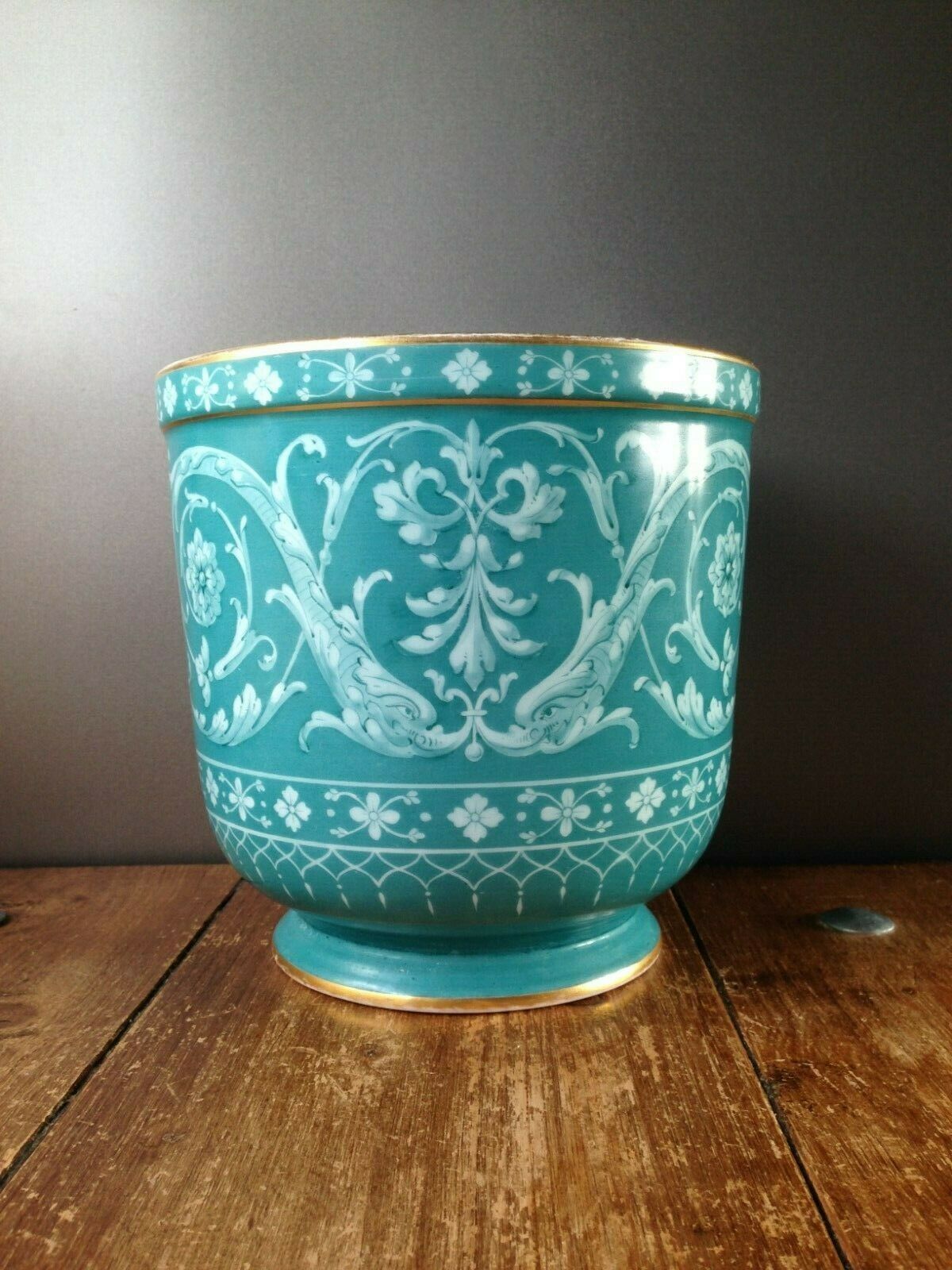 Gorgeous Neoclassical Minton ? Porcelain Plant Pot Planter Jardiniere photo vinterior