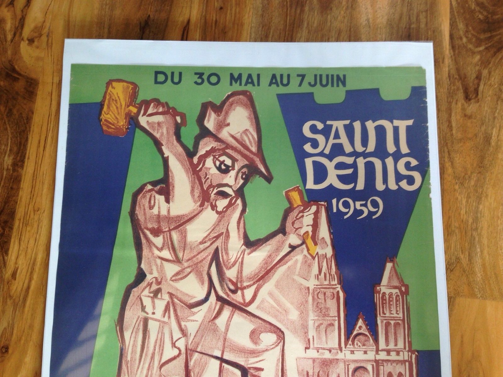 Large Unframed Original C1959 Saint Denis Foire Du Lendit French Poster Paris Mid Century photo Art