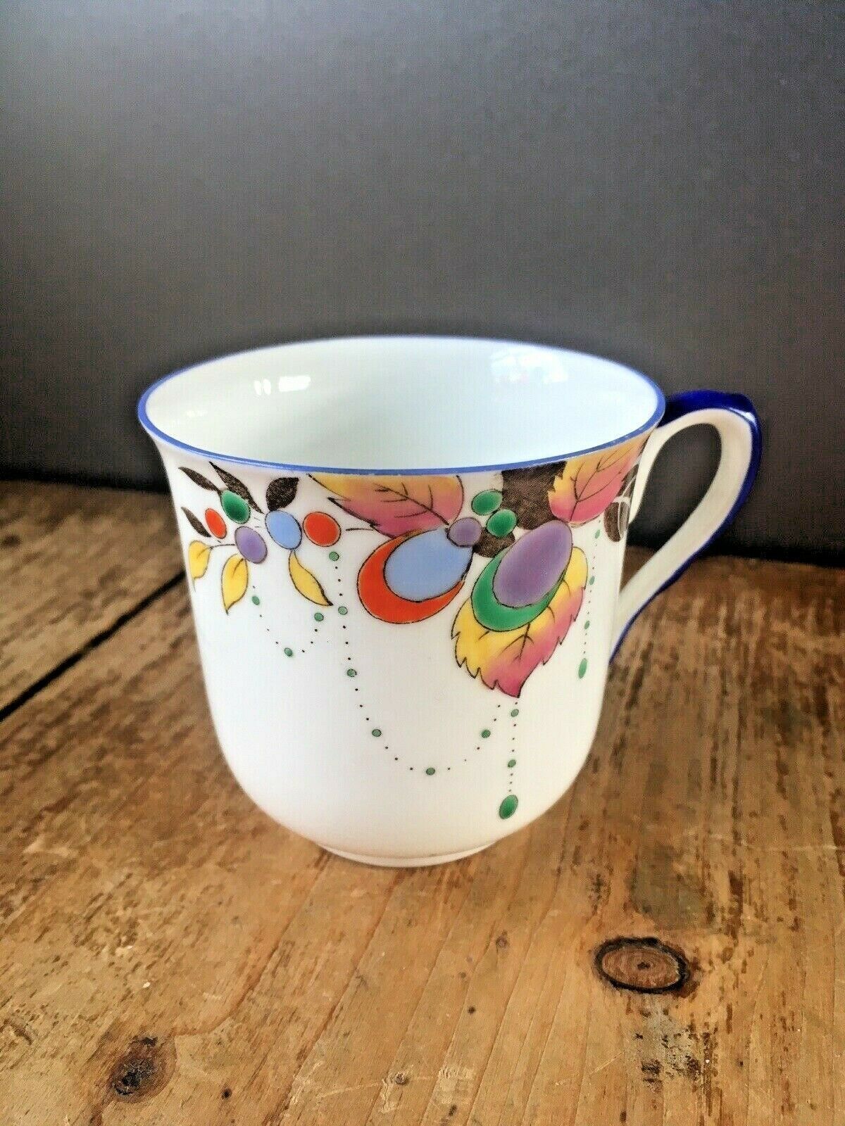 photo for sale Rare Art Deco Shelley China Autumn Leaf 11702 Pattern Trio Cup Saucer Sideplate