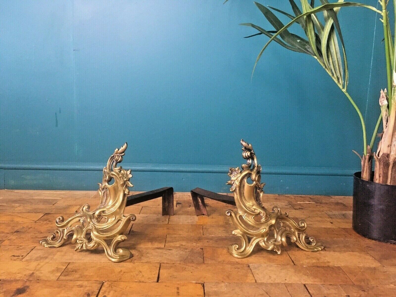 Superb Antique C1860 Charles Casier French Rococo Fireside Fire Dogs Andirons Chenets photo 650.0