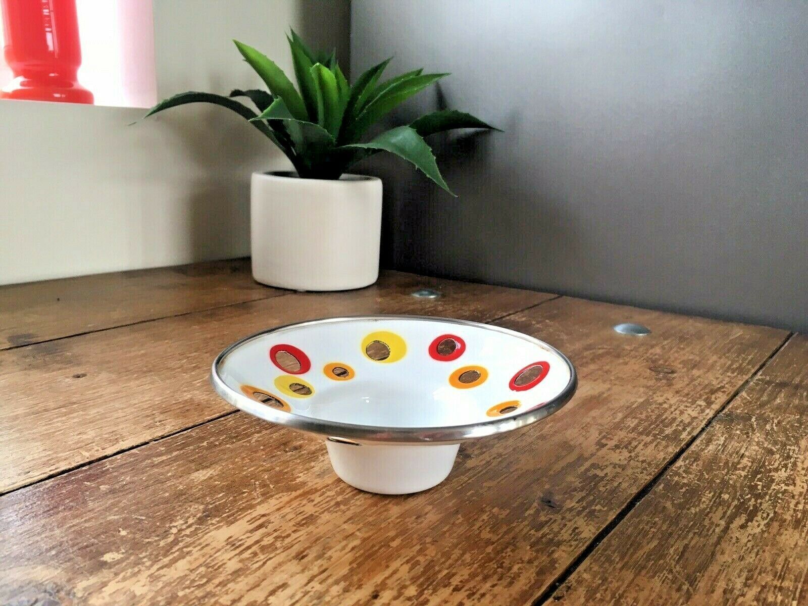 photo vintage Pair Of 1980's Ikea Multicoloured Enamel Tea Light Candle Holders Space Age Ufo