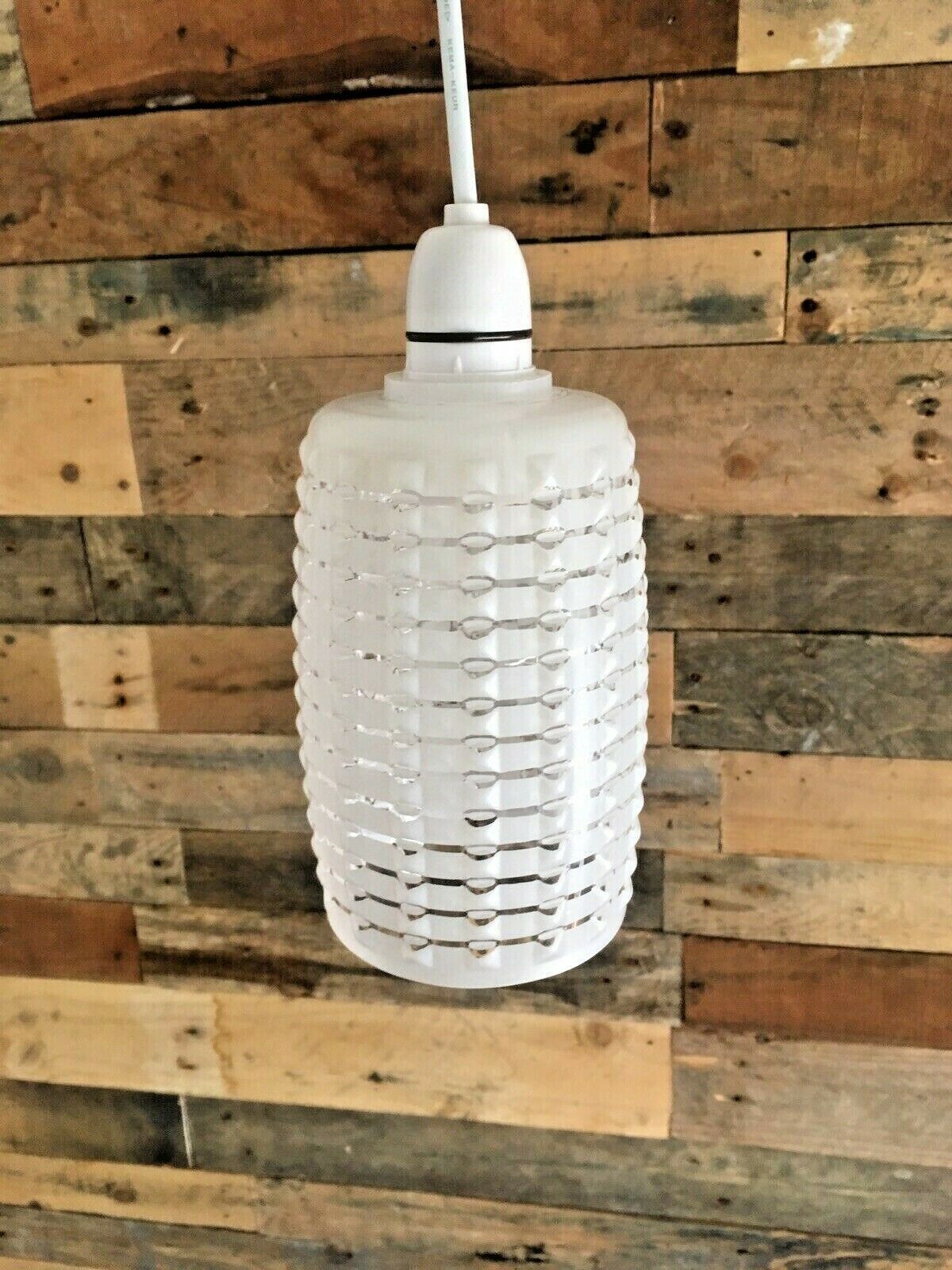 Retro Space Age 70's Op Art Knobbly Rippled Textured Glass Lamp Shade Vintage photo buy