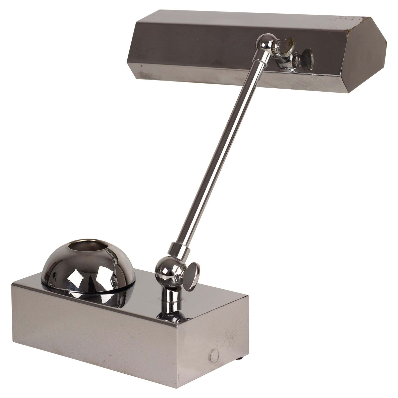 Art Deco Adjustable Chrome Bankers Desk Light With Inkwell Or Pen Desk Tidy 1920