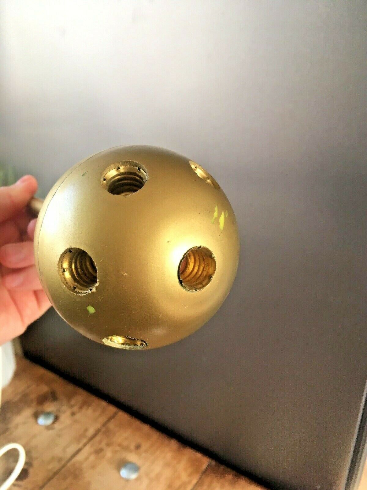 Sputnik Atomic Gold Plastic Ceiling Chandelier Light photo vintage