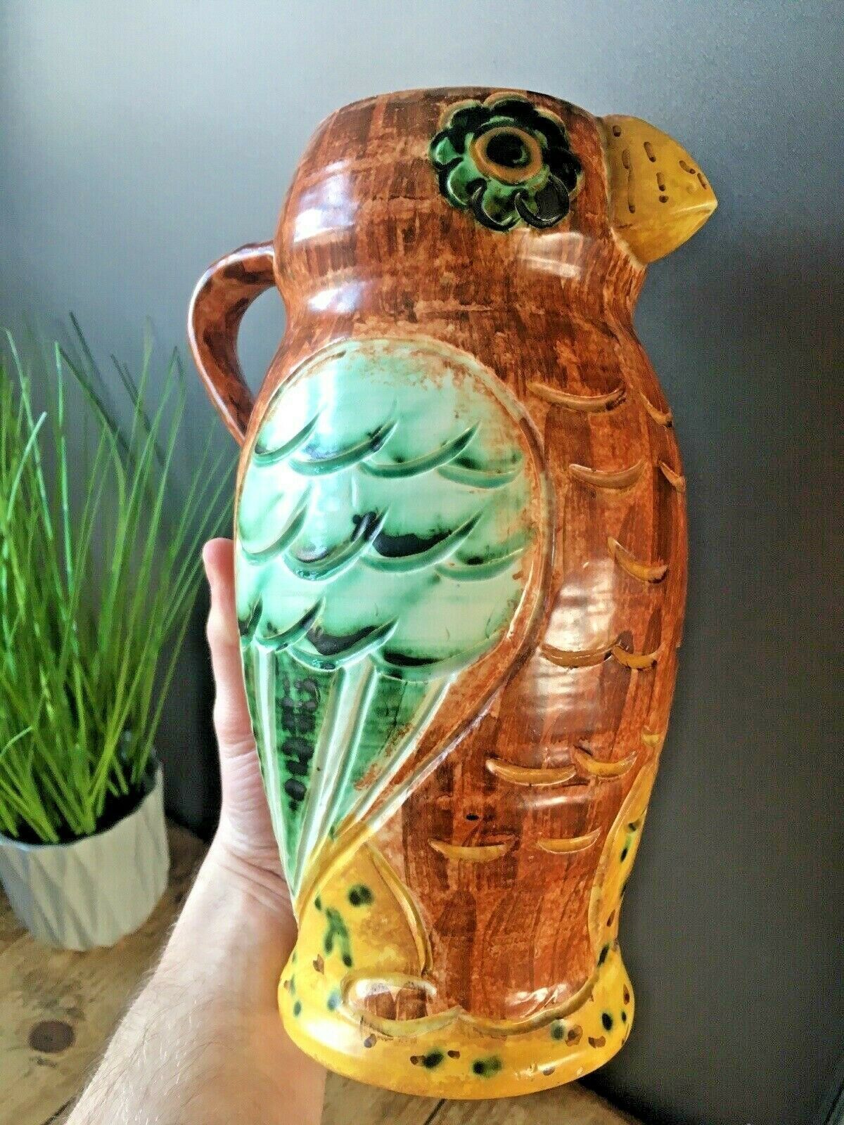 photo furniture Beautiful Rare Hj Wood Ltd Pottery Owl Art Deco Water Jug Pitcher Vase Vintage