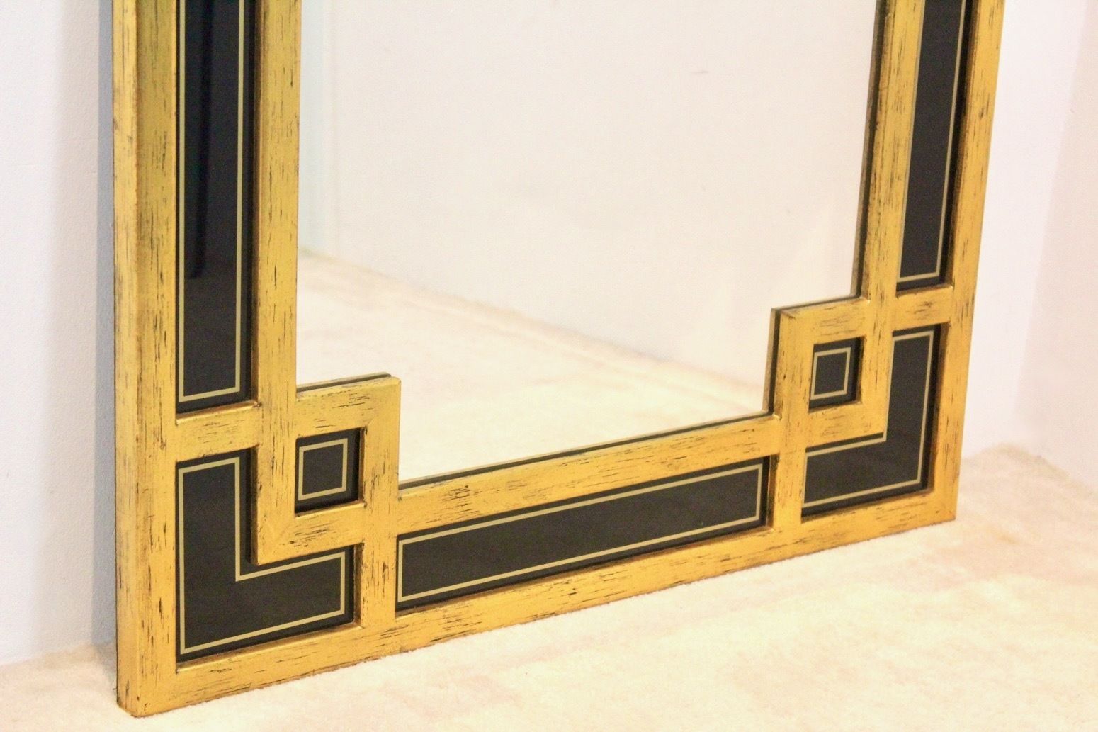 Giltwood And Black Glass Mirror By Deknudt Belgium photo vinterior