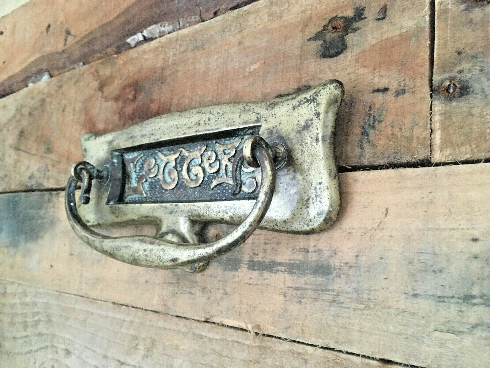 photo furniture Reclaimed Antique Art Nouveau Brass Door Knocker Letter Box Mail Posting Slot