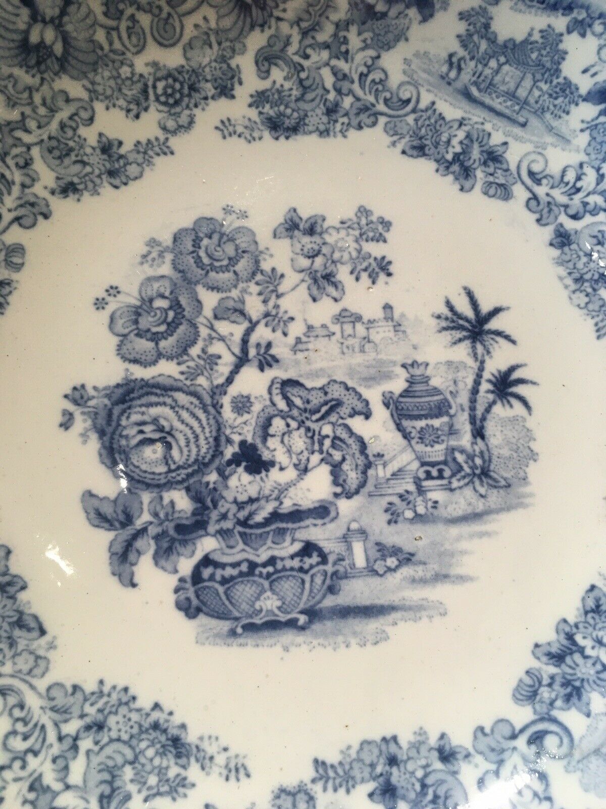 Antique 1861 91 Ashworth Brothers Blue & White Chinoiserie Pedestal Fruit Stand photo furniture