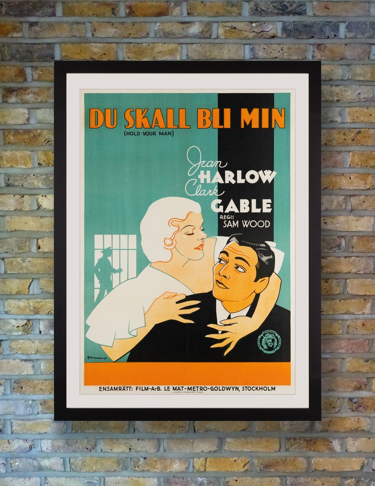 'Hold Your Man' Original Vintage Film Poster By Eric Rohman, Swedish, 1933 photo furniture
