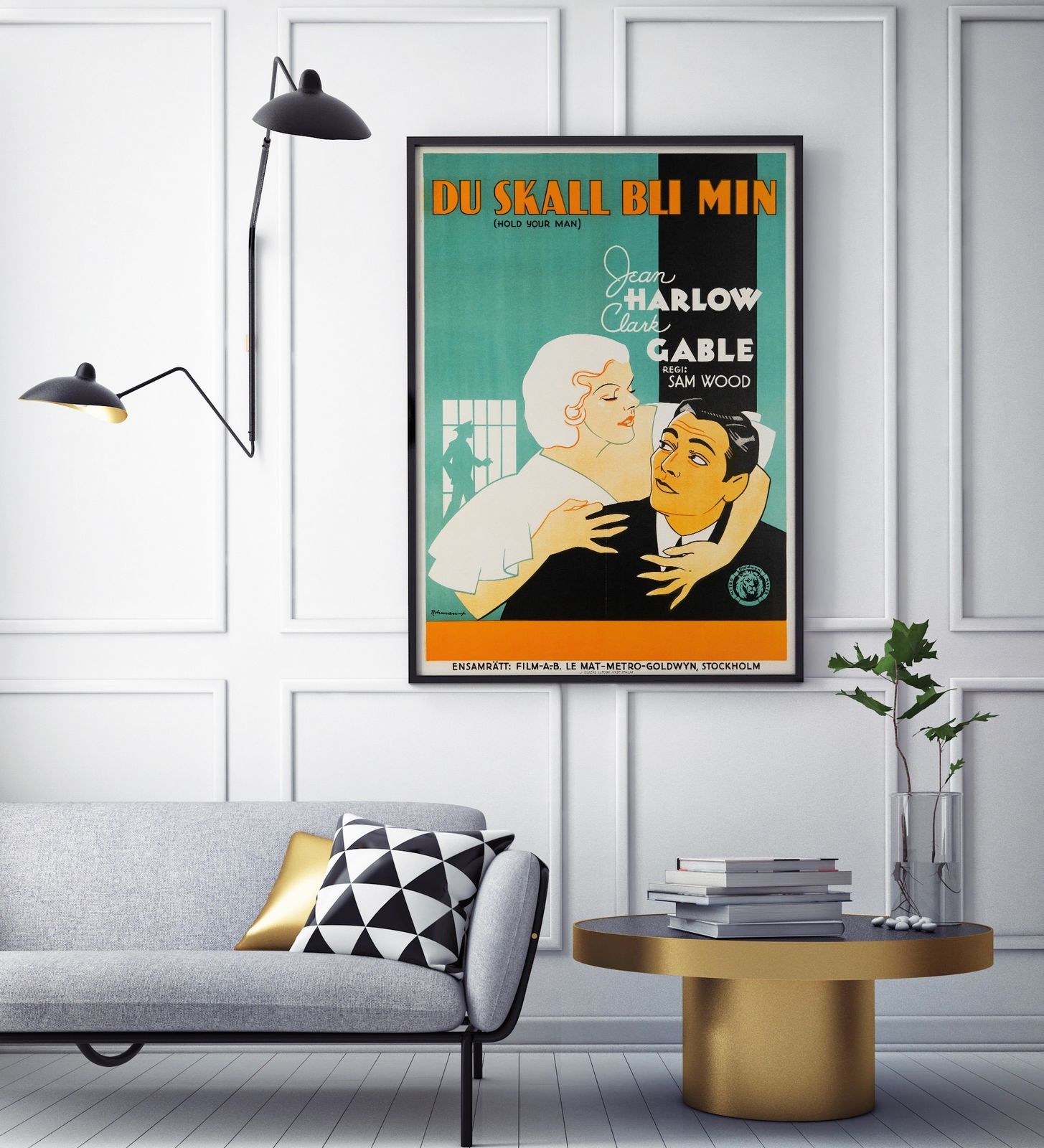 'Hold Your Man' Original Vintage Film Poster By Eric Rohman, Swedish, 1933 photo for sale