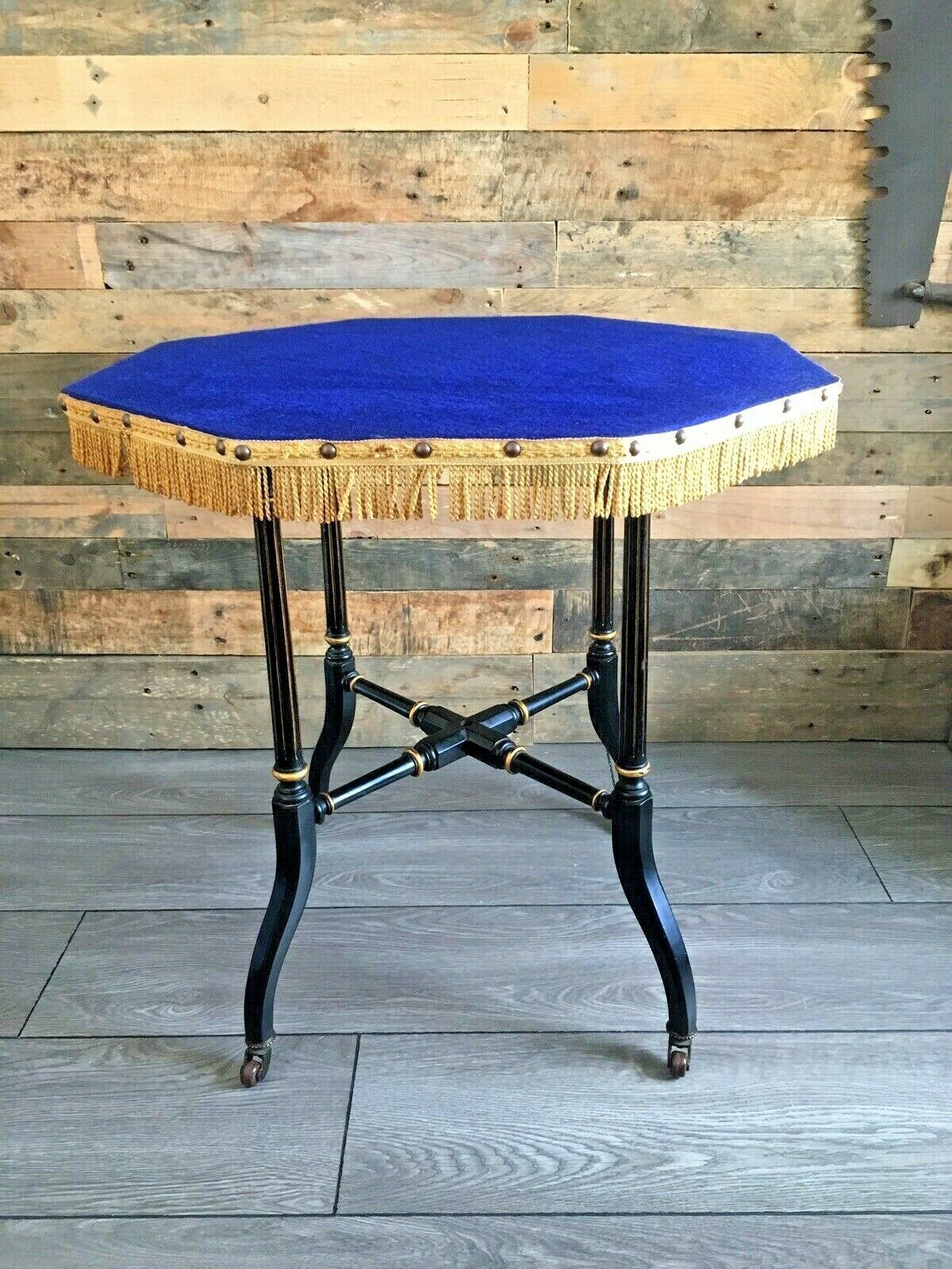 C1880 Aesthetic Movement Ebonised & Gilt Table Occasional Card Games Gypsy Skirt