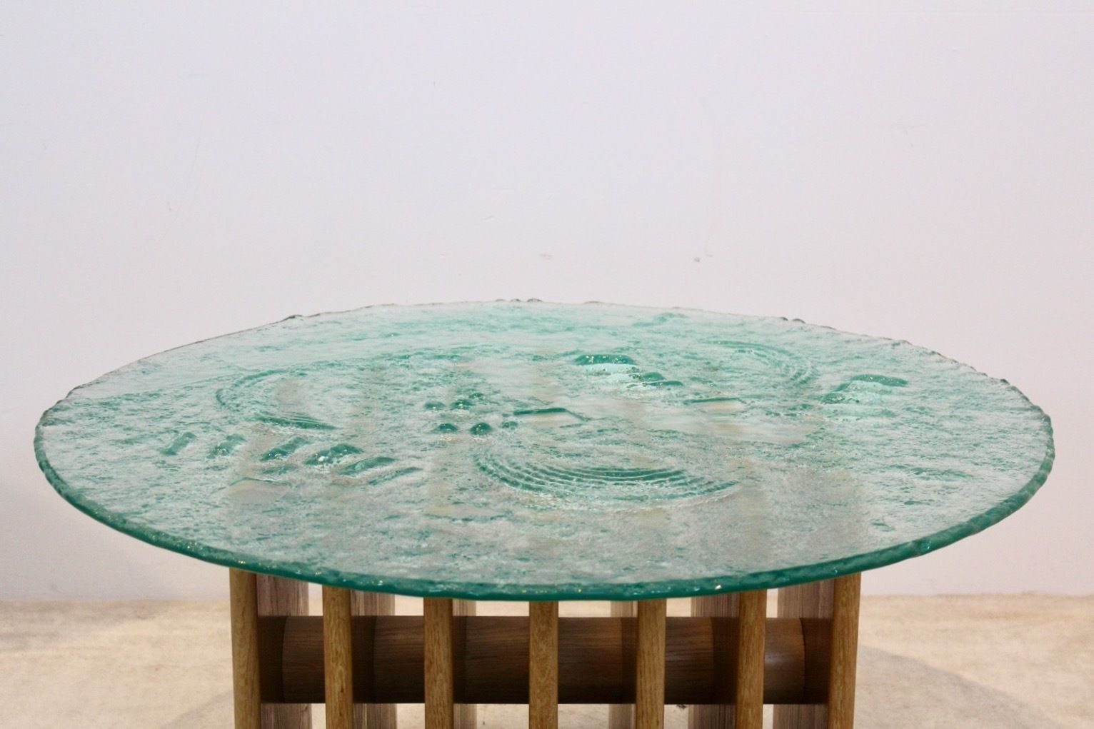 Heinz Lilienthal Sculptural Glass Top Coffee Table photo vintage