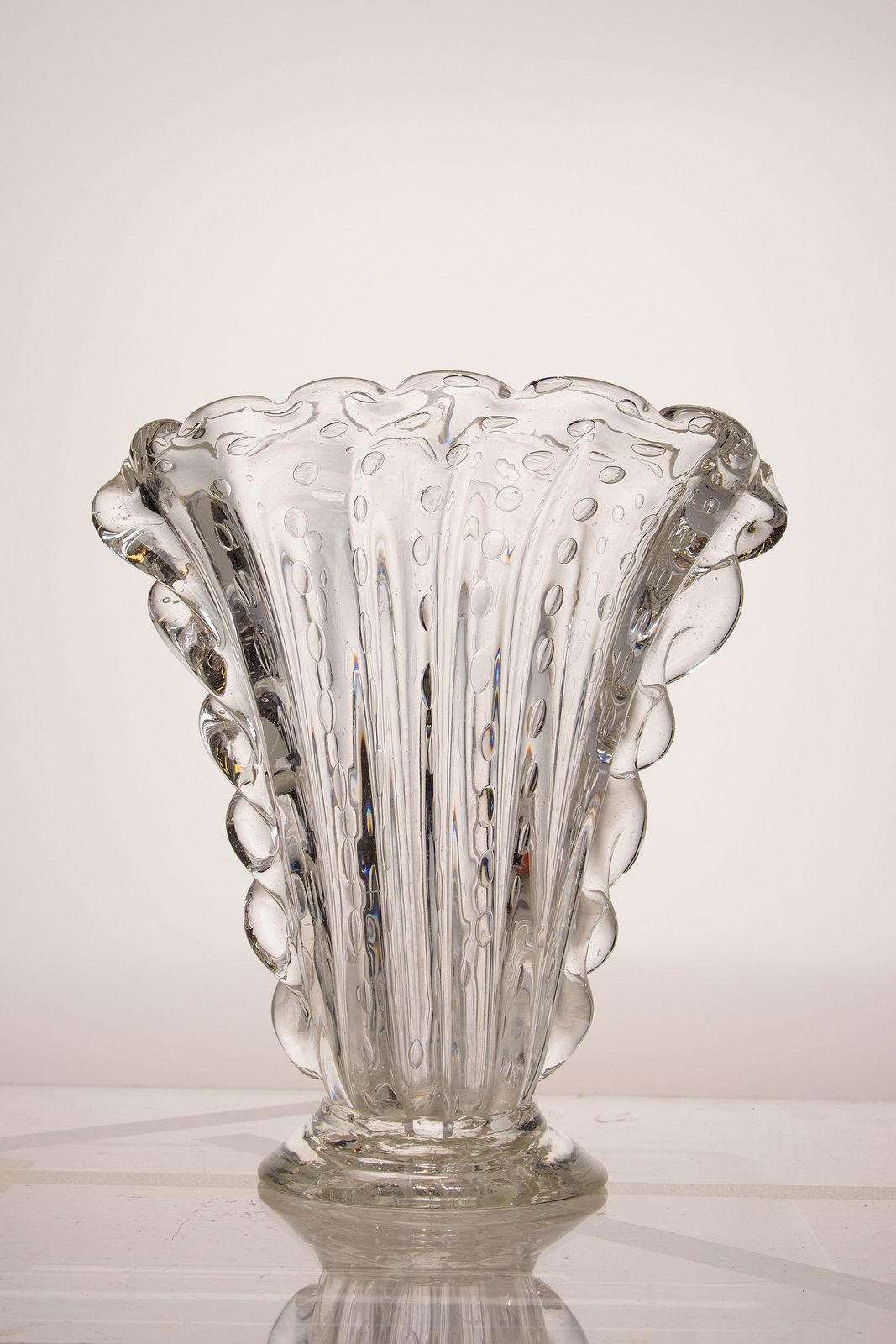 Vase In Venetian Crystal Glass Barovier And Toso   Murano 1930s