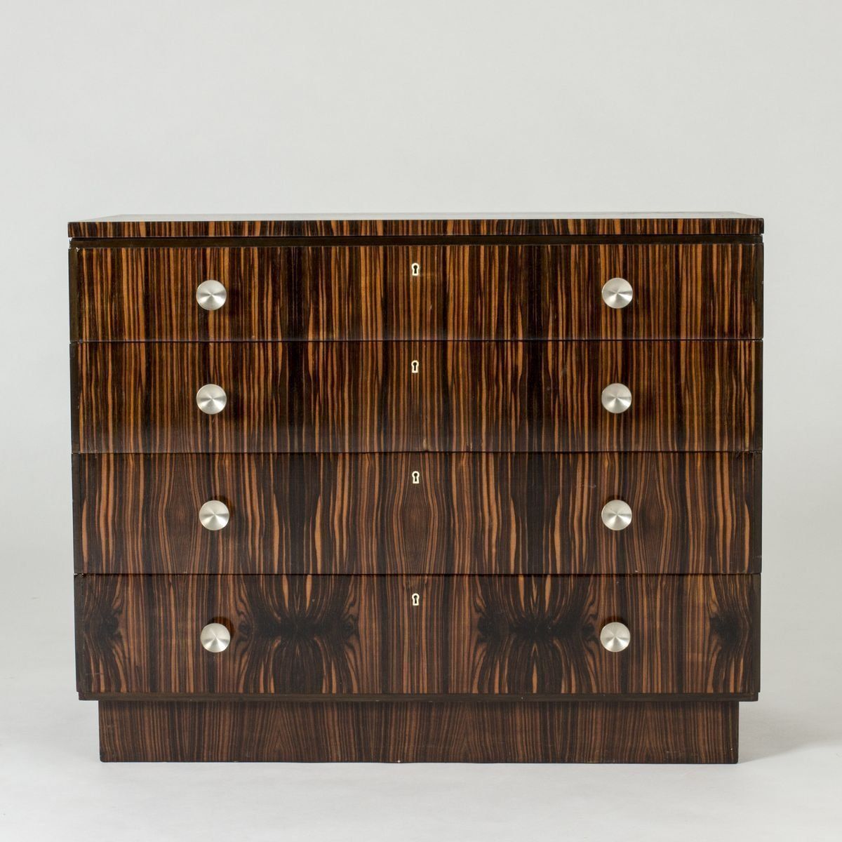 Swedish Functionalist Zebrano & Zebra Wood Chest Of Drawers, 1930s