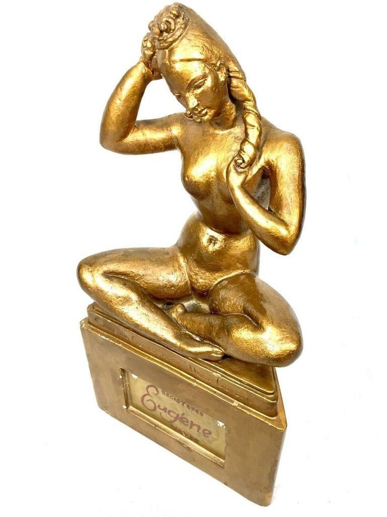 Antique Advertising   1940s Crowing Glory Statue By Eugene Ltd Hairdresser Sign photo for sale
