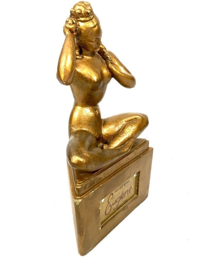 Antique Advertising   1940s Crowing Glory Statue By Eugene Ltd Hairdresser Sign photo Art