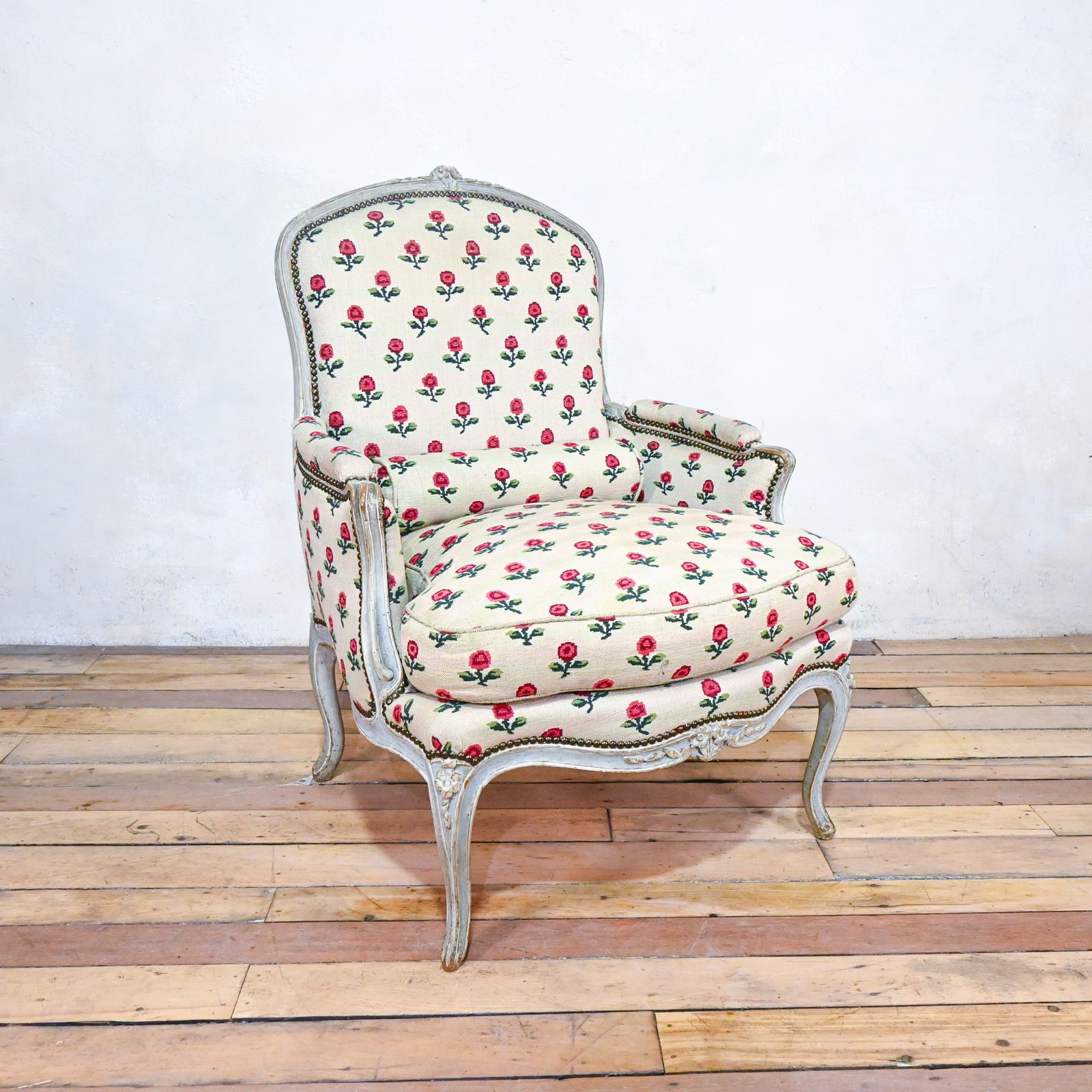 Louis XV Grey Painted Armchair   Jean Baptiste Lebas