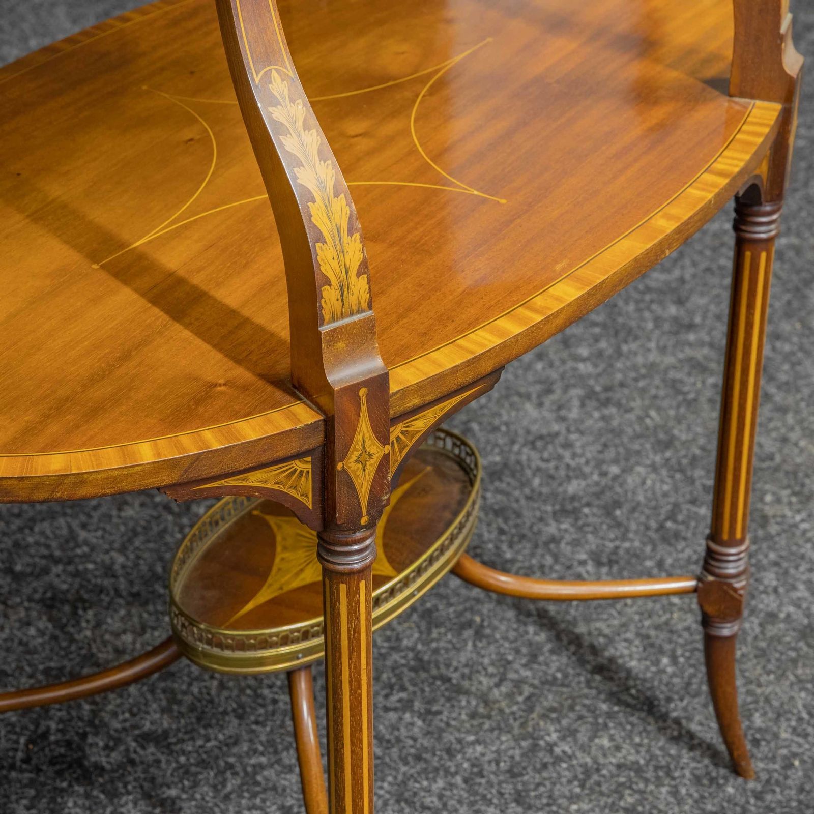 Edwardian Inlaid Mahogany Etagere With Glass Tray Top photo vinterior