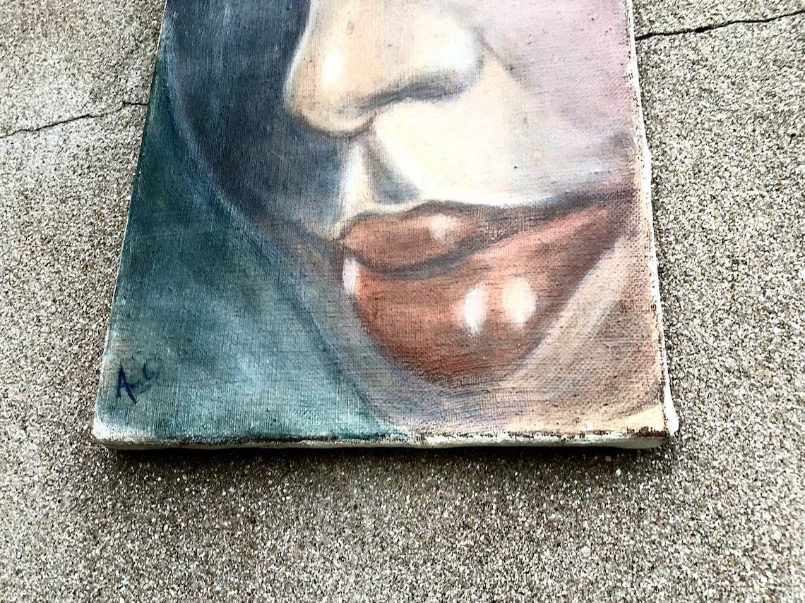 Vintage Original Portrait Painting On Linen Canvas photo 125.0