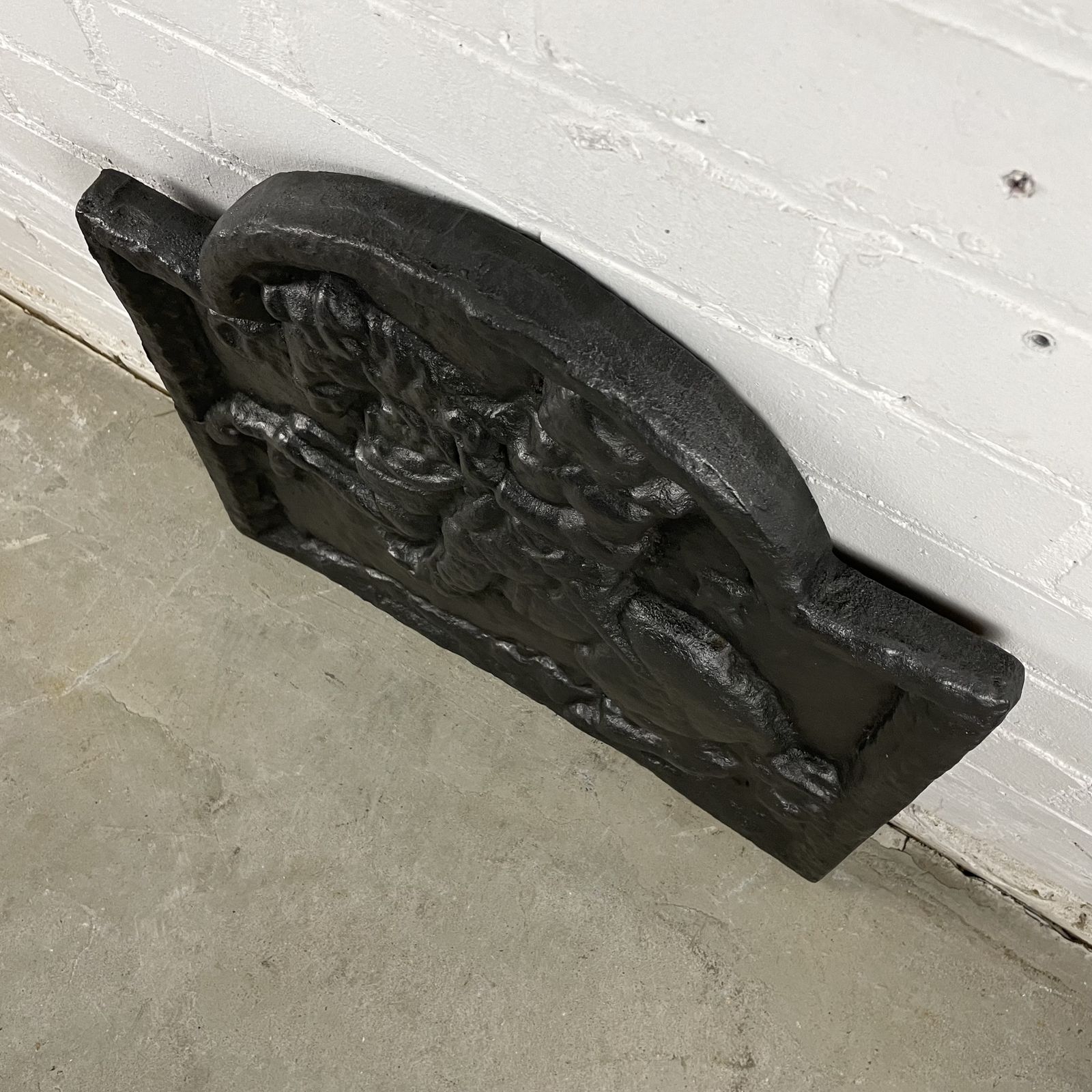 Small Antique Cast Iron Fire Back photo vintage