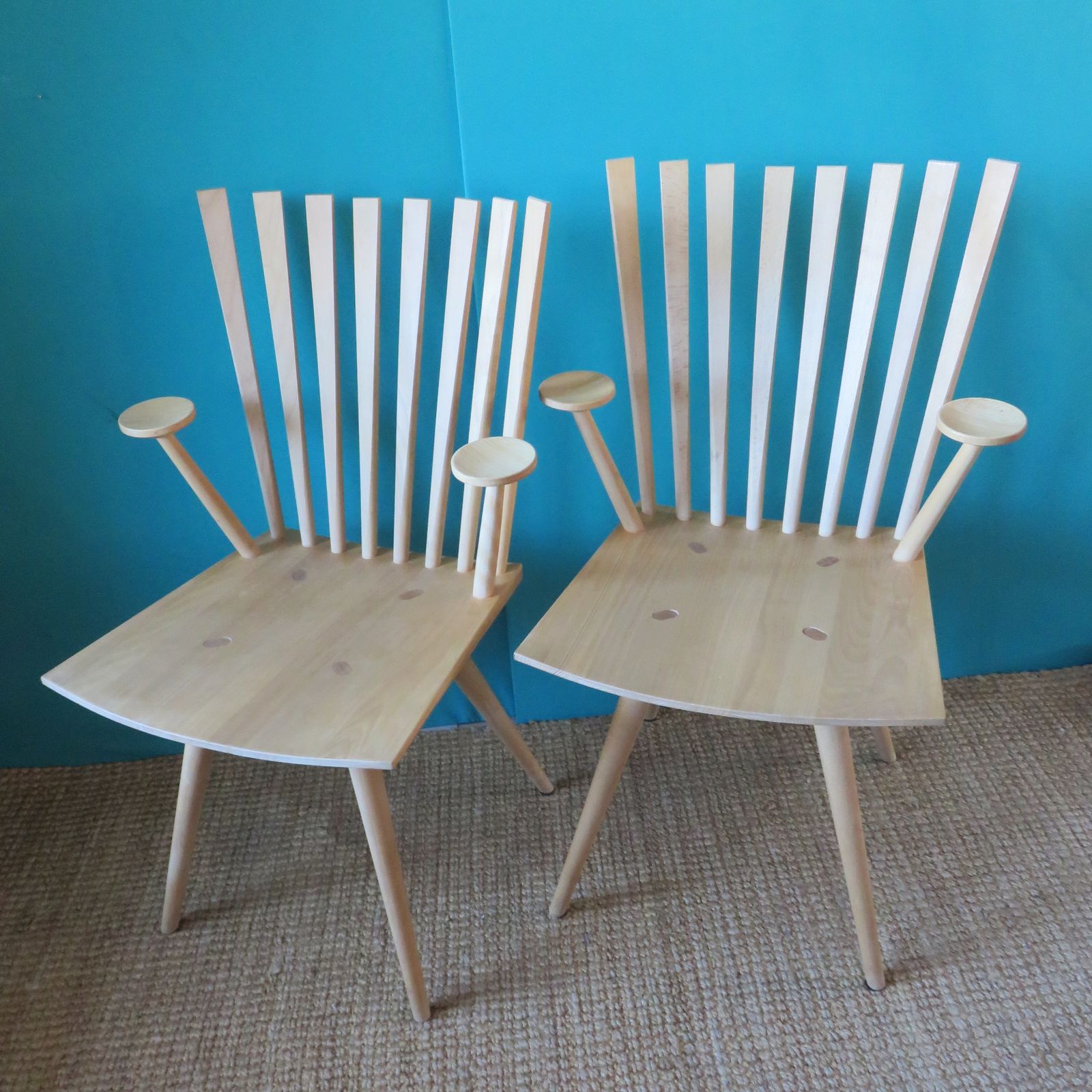 Pair Of "Mikado" Maple Armchairs By J. Foersom And P. Hjort Lorenzen, Danemark photo furniture