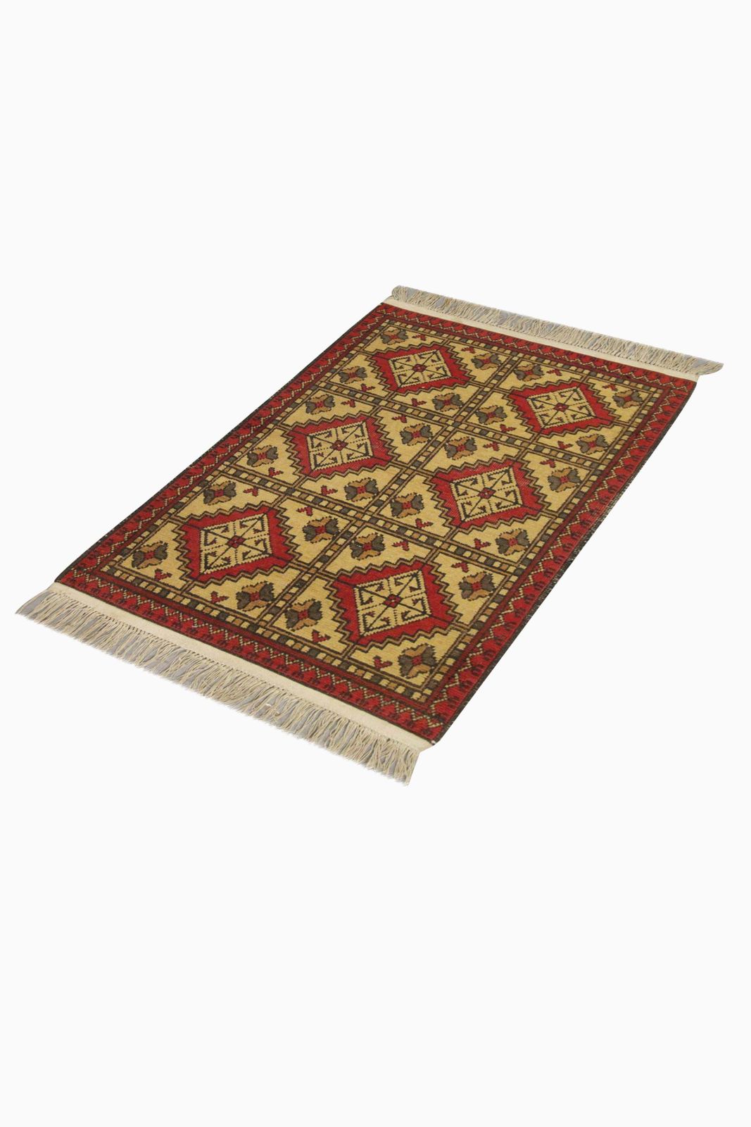 Red Gold Geometric Area Rug Handwoven Oriental Living Room Carpet photo furniture