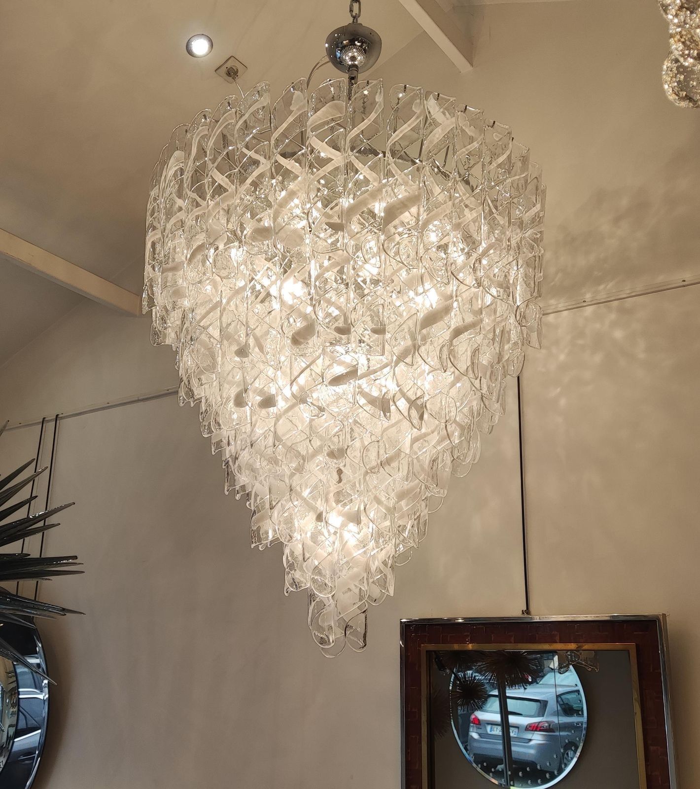 Murano Glass Chandelier Chrome And Glass Pendants photo 12720.0